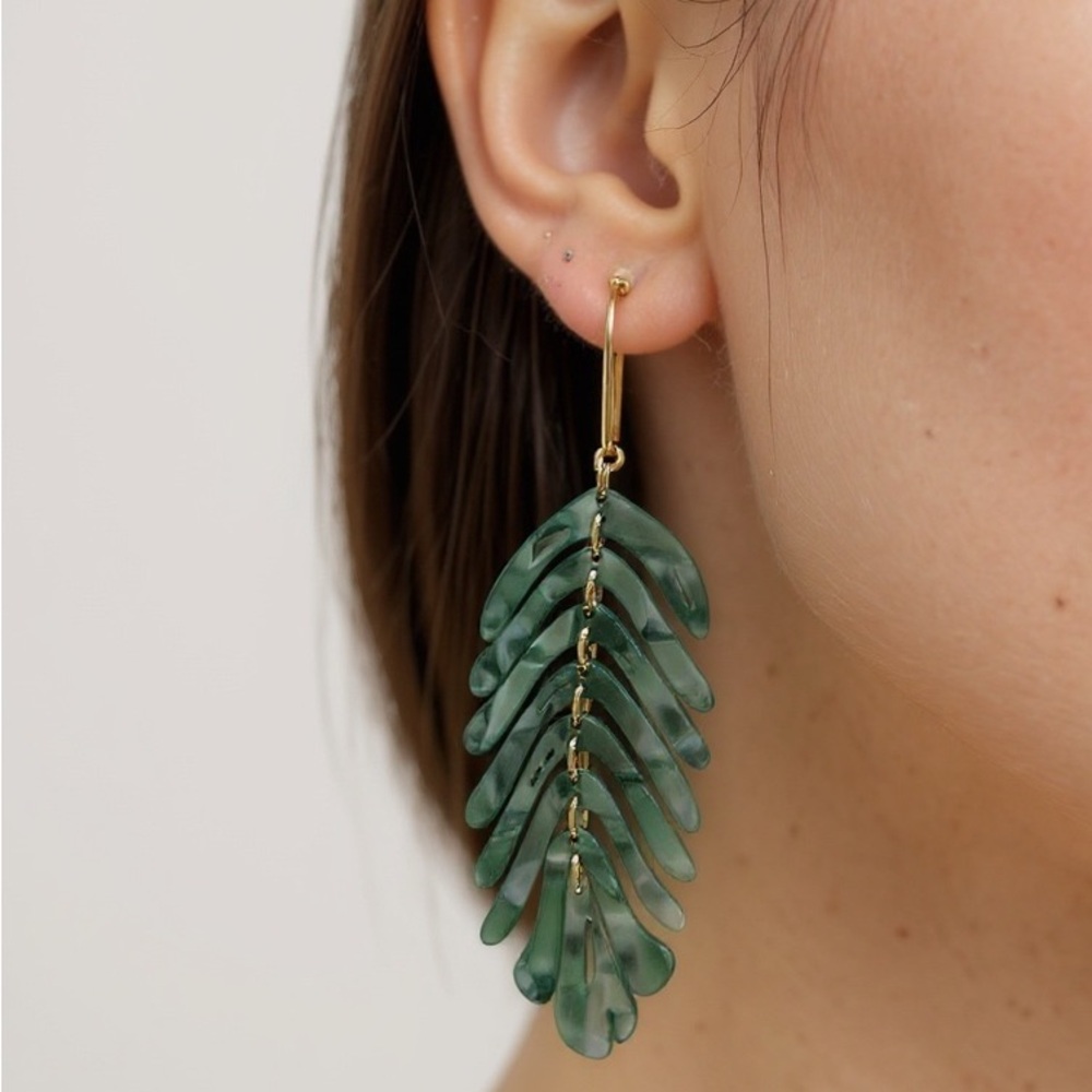 34. House of Harlow 14kt gold plated leaf earrings